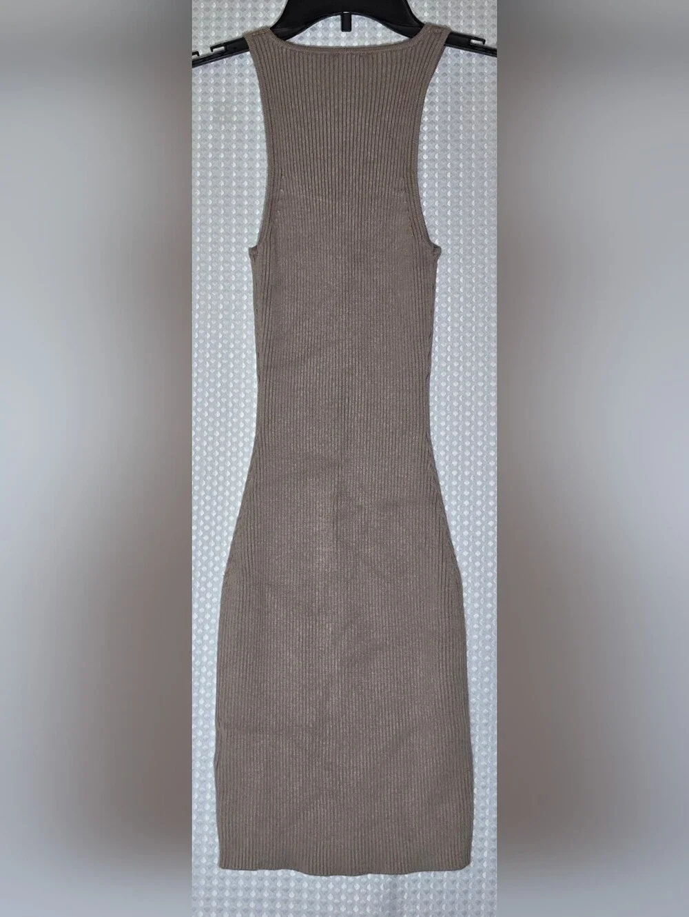 Abercrombie Ribbed Midi Dress Taupe Neutral Quiet Luxury Bodycon XXSP